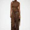 Pants in Brown Satin Pants in Brown Satin