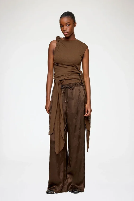 Pants in Brown Satin Pants in Brown Satin