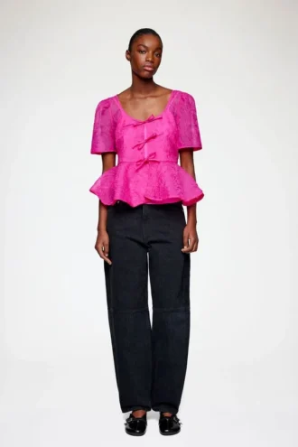 Peplum Blouse in Shibori Organza