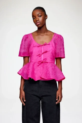 Peplum Blouse in Shibori Organza