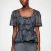 Peplum Blouse in Shibori Organza
