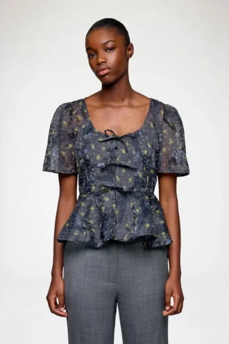 Peplum Blouse in Shibori Organza