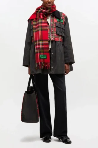 Peplum Wax Jacket in Tartan