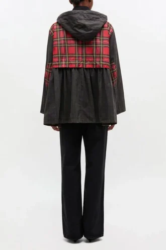 Peplum Wax Jacket in Tartan