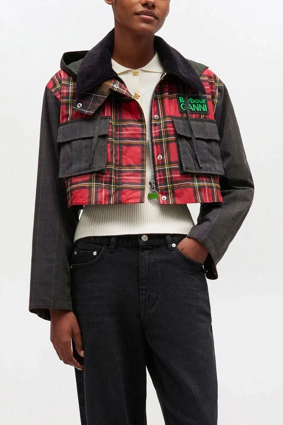 Peplum Wax Jacket in Tartan Peplum Wax Jacket in Tartan