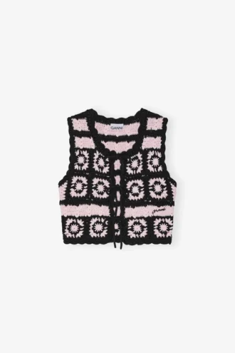 Pink Cotton Crochet Vest