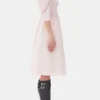 Pink Cotton Poplin Open Neck Smock Dress