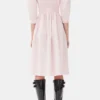 Pink Cotton Poplin Open Neck Smock Dress