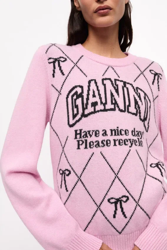 Pink Graphic Bow Sweater Pink Graphic Bow Sweater