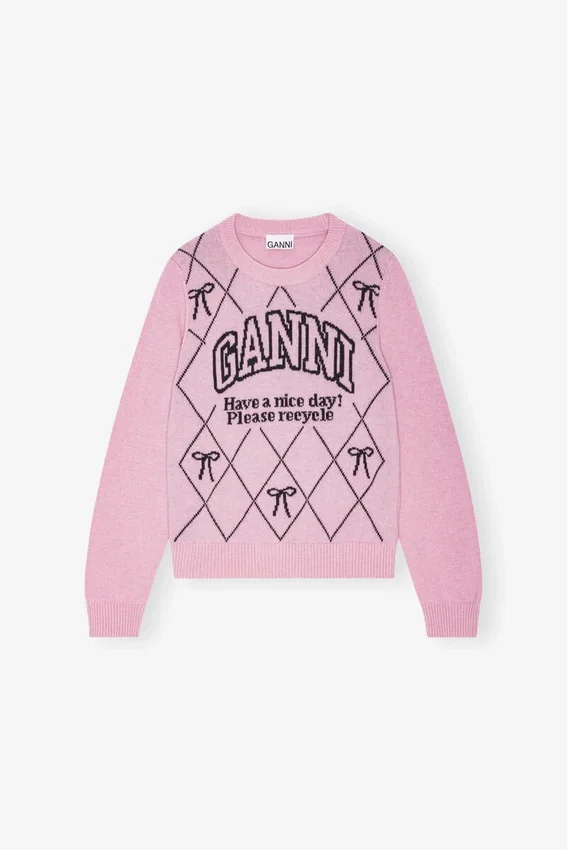 Pink Graphic Bow Sweater Pink Graphic Bow Sweater