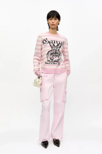 Pink Washed Cotton Twill Pants
