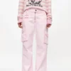 Pink Washed Cotton Twill Pants Pink Washed Cotton Twill Pants