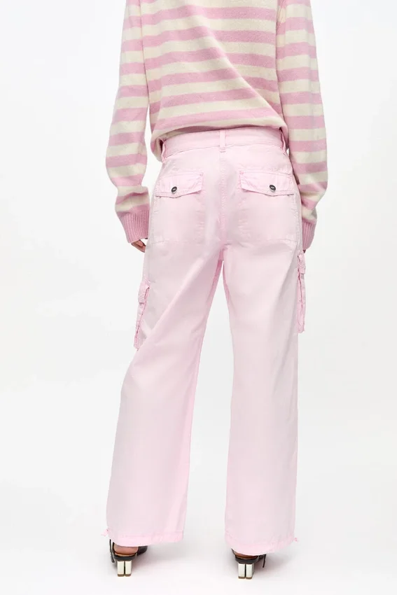 Pink Washed Cotton Twill Pants Pink Washed Cotton Twill Pants