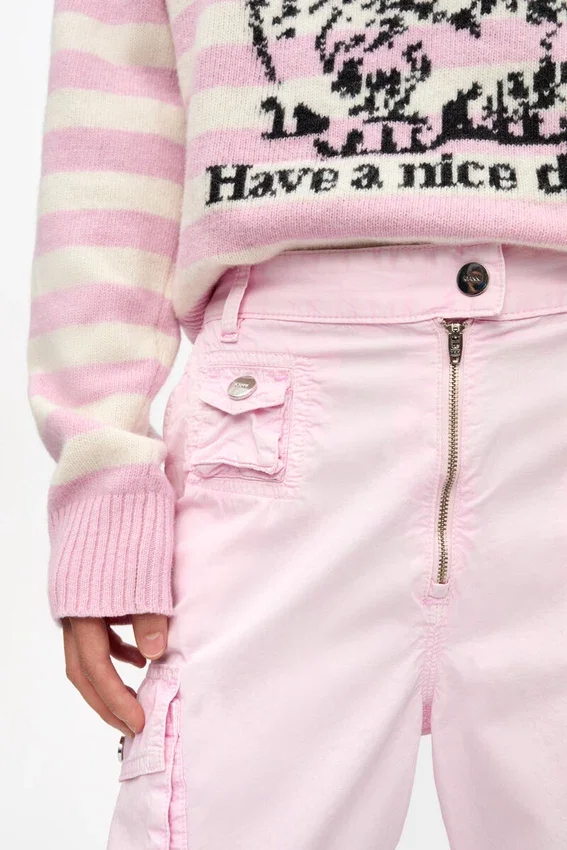 Pink Washed Cotton Twill Pants Pink Washed Cotton Twill Pants