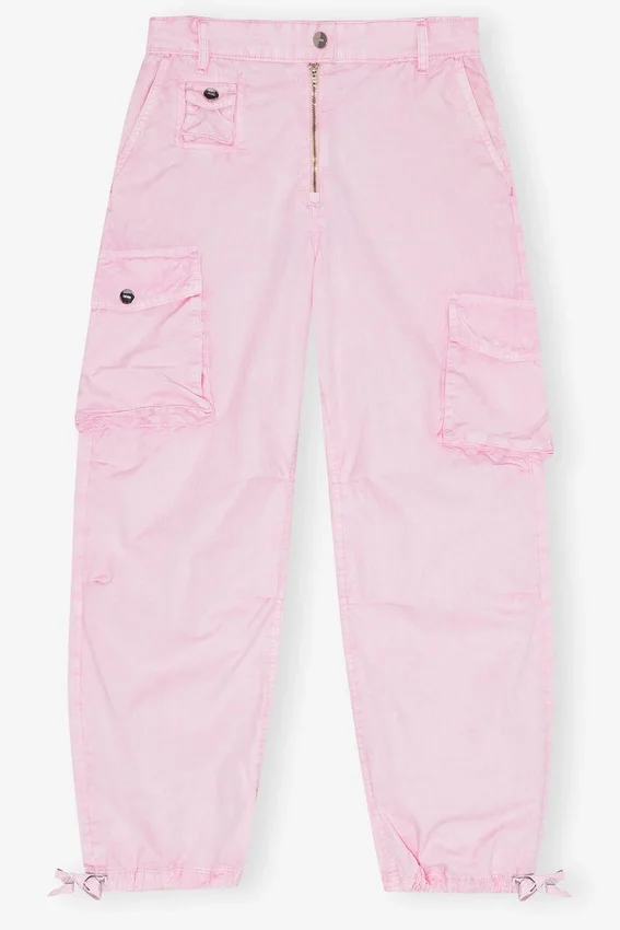 Pink Washed Cotton Twill Pants Pink Washed Cotton Twill Pants