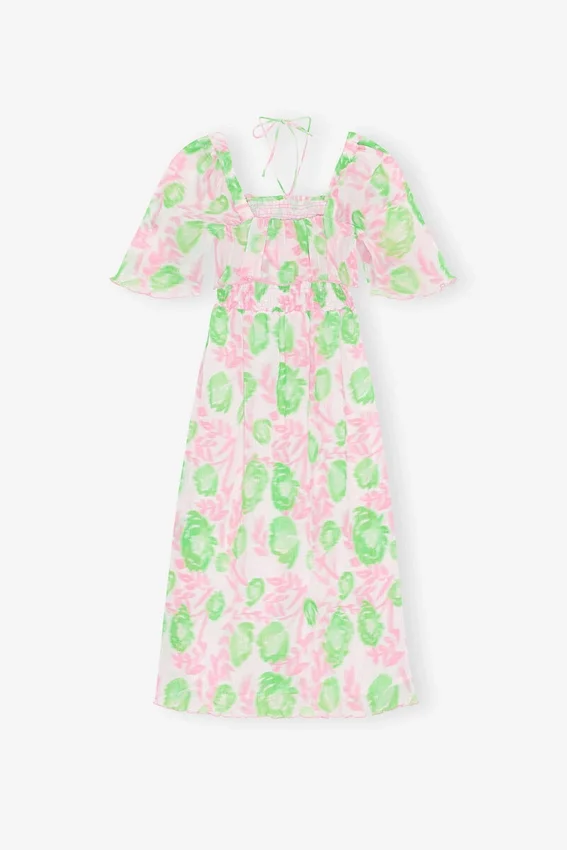 Pleated Georgette Midi Smock Dress Pleated Georgette Midi Smock Dress