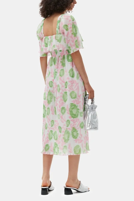 Pleated Georgette Midi Smock Dress Pleated Georgette Midi Smock Dress