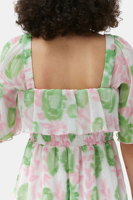 Pleated Georgette Midi Smock Dress Pleated Georgette Midi Smock Dress