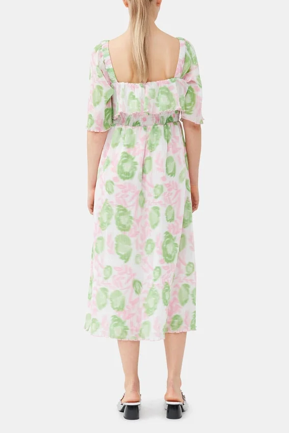 Pleated Georgette Midi Smock Dress Pleated Georgette Midi Smock Dress