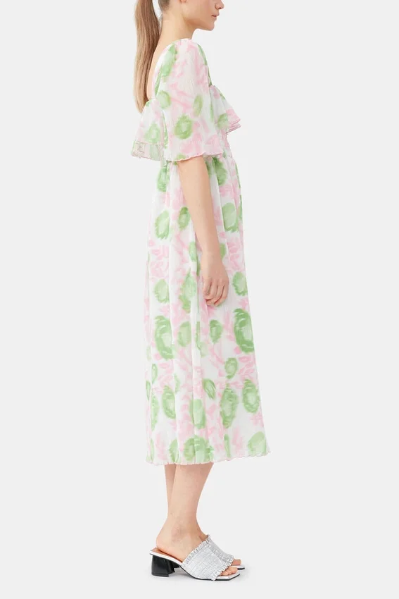 Pleated Georgette Midi Smock Dress Pleated Georgette Midi Smock Dress