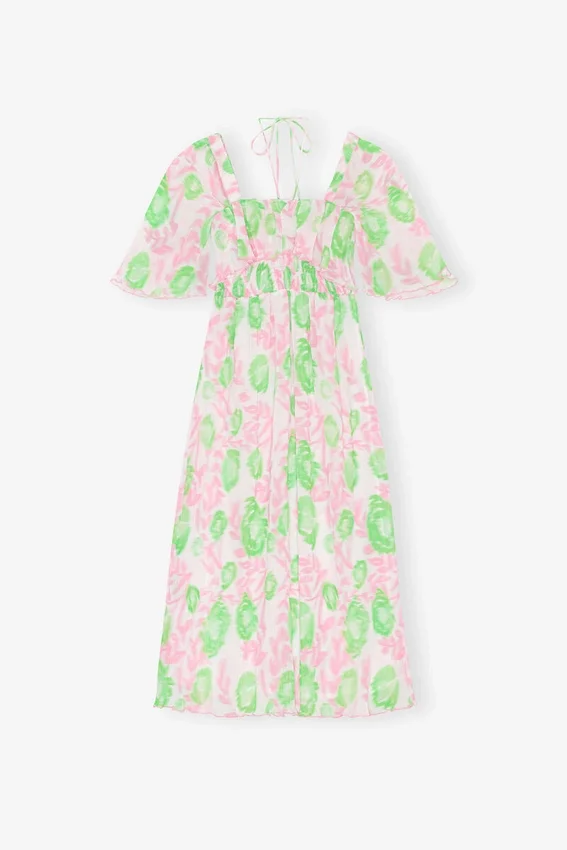 Pleated Georgette Midi Smock Dress Pleated Georgette Midi Smock Dress