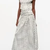Polka-dot Double Satin Long Pocket Skirt