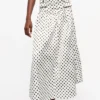Polka-dot Double Satin Long Pocket Skirt