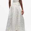 Polka-dot Double Satin Long Pocket Skirt