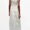 Polka-dot Double Satin Long Pocket Skirt