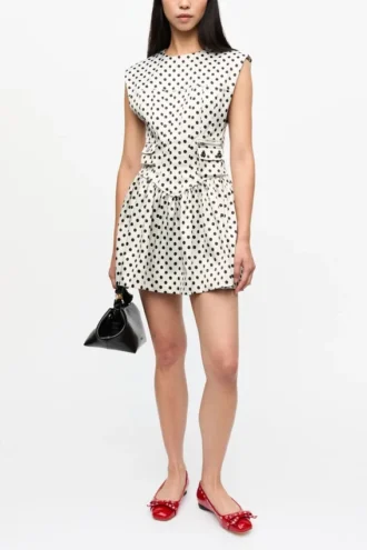 Polka-Dot Satin Corset Mini Dress