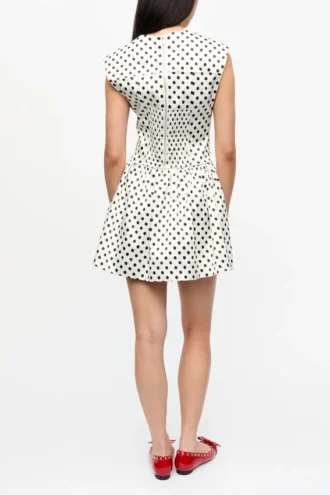 Polka-Dot Satin Corset Mini Dress