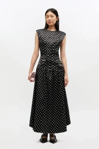 Polka-Dot Satin Corset Skirt