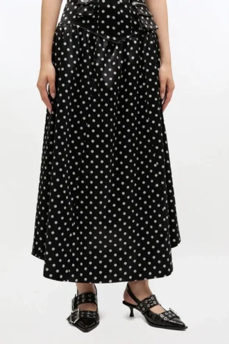 Polka-Dot Satin Corset Skirt