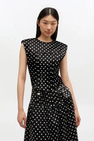 Polka-Dot Satin Corset Top