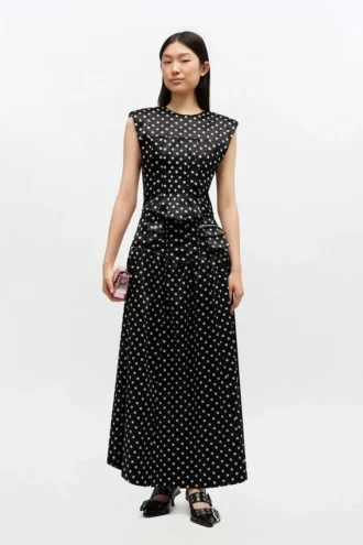 Polka-Dot Satin Corset Top