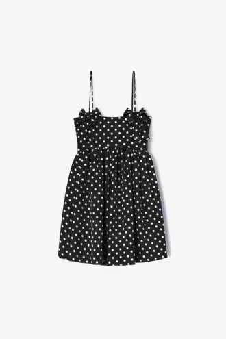 Polka-Dot Satin Mini Dress
