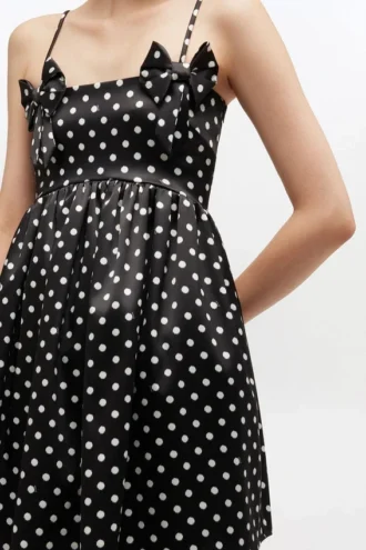 Polka-Dot Satin Mini Dress