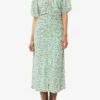 Printed Crepe U-neck Midi Dress