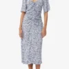 Printed Crepe U-neck Midi Dress