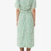 Printed Crepe U-neck Midi Dress