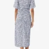 Printed Crepe U-neck Midi Dress