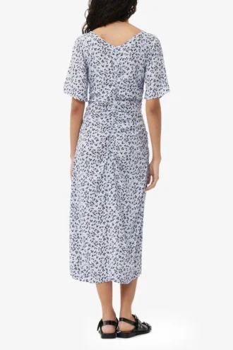 Printed Crepe U-neck Midi Dress