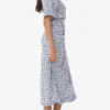 Printed Crepe U-neck Midi Dress