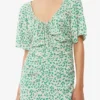 Printed Crepe U-neck Midi Dress