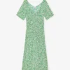 Printed Crepe U-neck Midi Dress