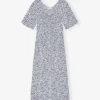 Printed Crepe U-neck Midi Dress