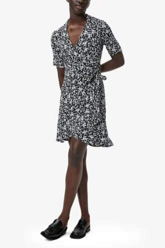 Printed Crepe Wrap Dress