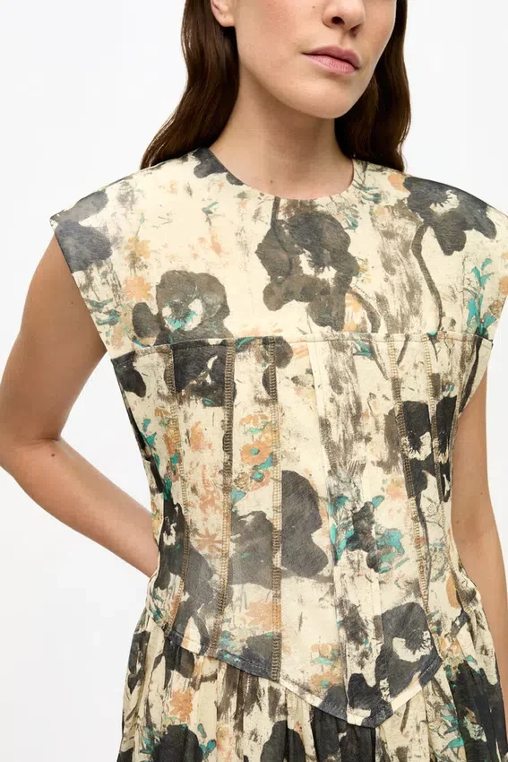 Printed Marl Mesh Corset Mini Dress Printed Marl Mesh Corset Mini Dress