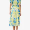 Printed Mesh Puff Sleeve Midi Dress Printed Mesh Puff Sleeve Midi Dress