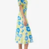 Printed Mesh Puff Sleeve Midi Dress Printed Mesh Puff Sleeve Midi Dress